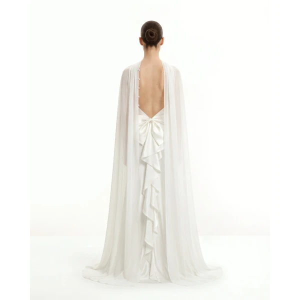 JW PEI Tulle Cape Shawl in White | Scarves | Luxury Shoes 