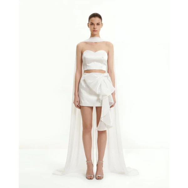 JW PEI Tulle Cape Shawl in White | Scarves | Luxury Shoes 