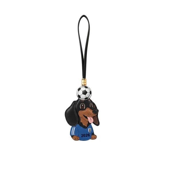 JW PEI World Cup Dachshund Soccer Ball Bag Charm in Blue | Bag Charms | Luxury Shoes 