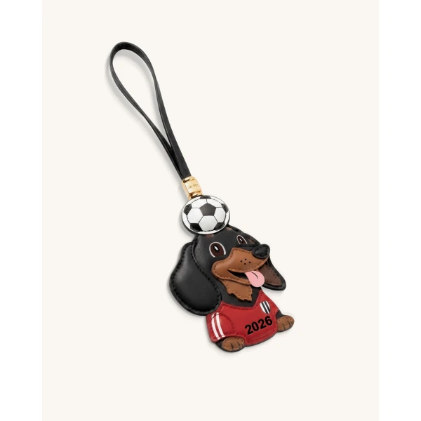 JW PEI World Cup Dachshund Soccer Ball Bag Charm in Red | Bag Charms | Luxury Shoes 