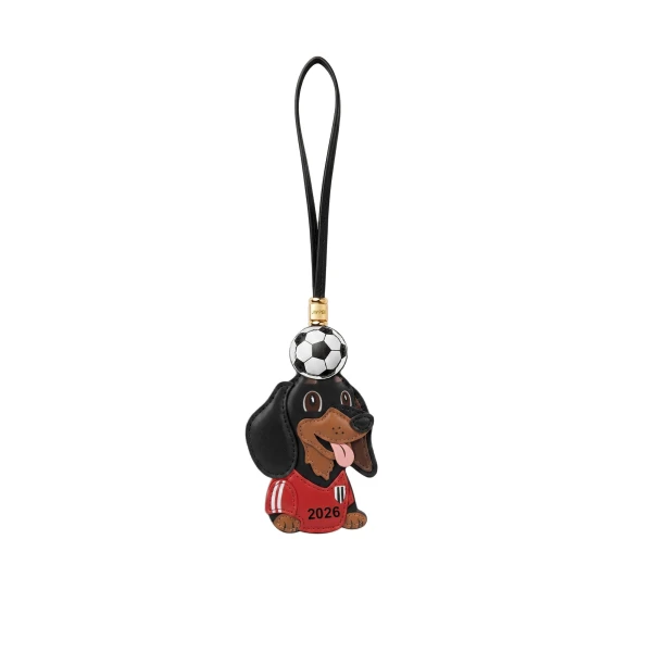 JW PEI World Cup Dachshund Soccer Ball Bag Charm in Red | Bag Charms | Luxury Shoes 