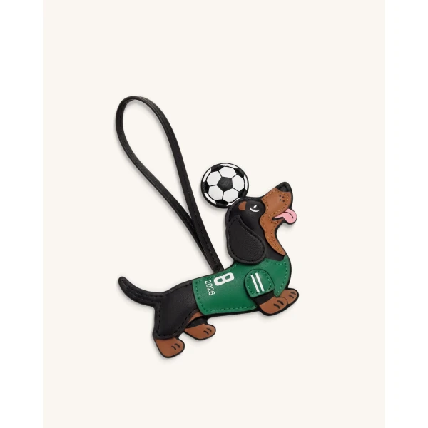 JW PEI World Cup Dachshund Soccer Jersey Bag Charm in Green | Bag Charms | Luxury Shoes 