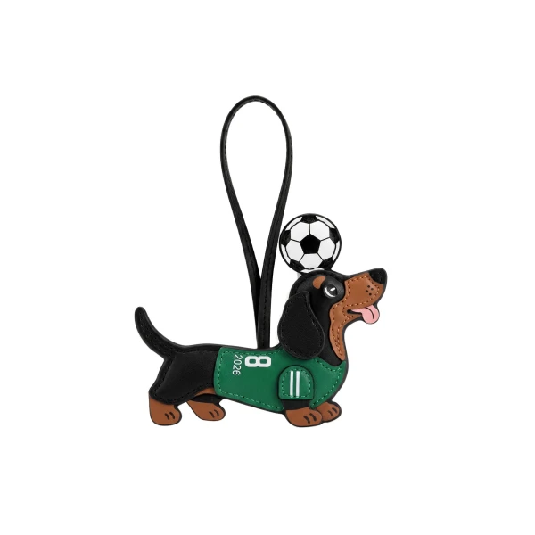 JW PEI World Cup Dachshund Soccer Jersey Bag Charm in Green | Bag Charms | Luxury Shoes 