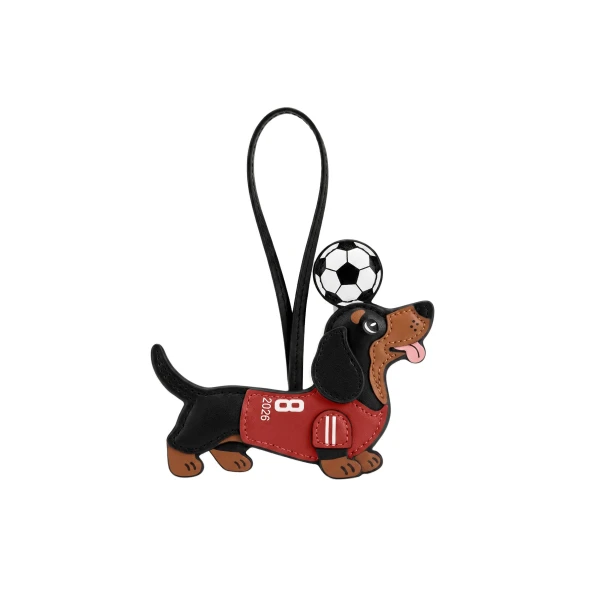JW PEI World Cup Dachshund Soccer Jersey Bag Charm in Red | Bag Charms | Luxury Shoes 