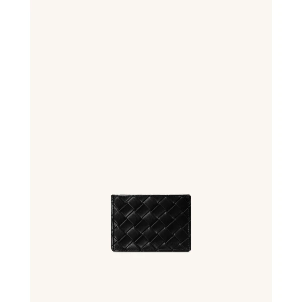 JW PEI Woven Texture Card Holder in Black | Wallets & Purses | Luxury Shoes 