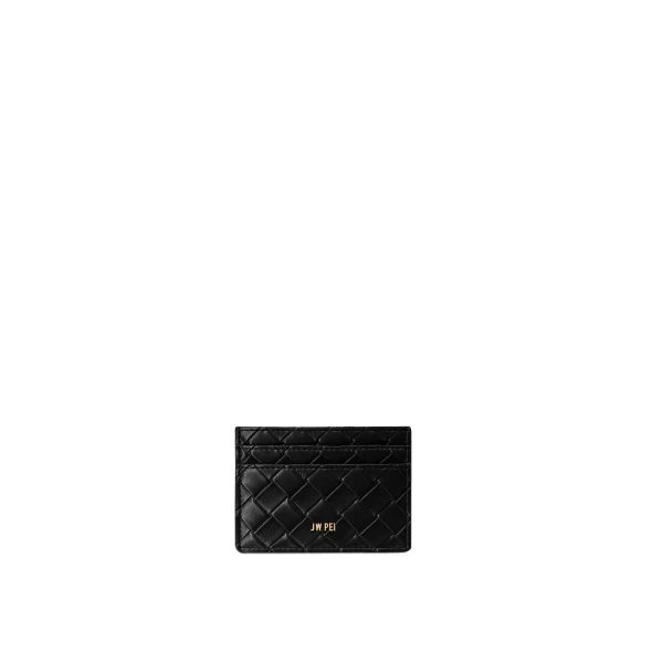 JW PEI Woven Texture Card Holder in Black | Wallets & Purses | Luxury Shoes 