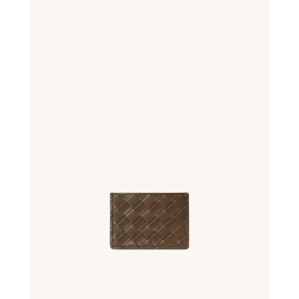 JW PEI Woven Texture Card Holder in Cocoa Brown | Wallets & Purses | Luxury Shoes 