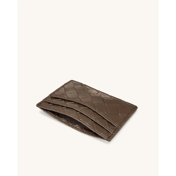 JW PEI Woven Texture Card Holder in Cocoa Brown | Wallets & Purses | Luxury Shoes 