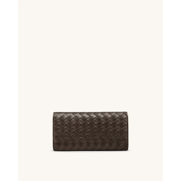 JW PEI Woven Texture Flap Wallet in Chocolate | Wallets & Purses | Luxury Shoes 