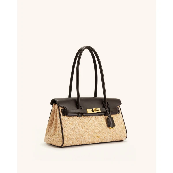 JW PEI Yara Faux Straw Shoulder Bag in Brown | Shoulder & Crossbody Bags | Luxury Shoes 