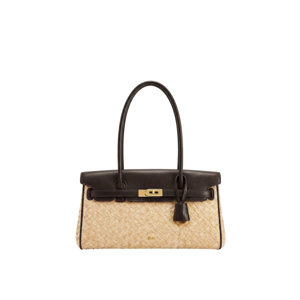 JW PEI Yara Faux Straw Shoulder Bag in Brown | Shoulder & Crossbody Bags | Luxury Shoes 