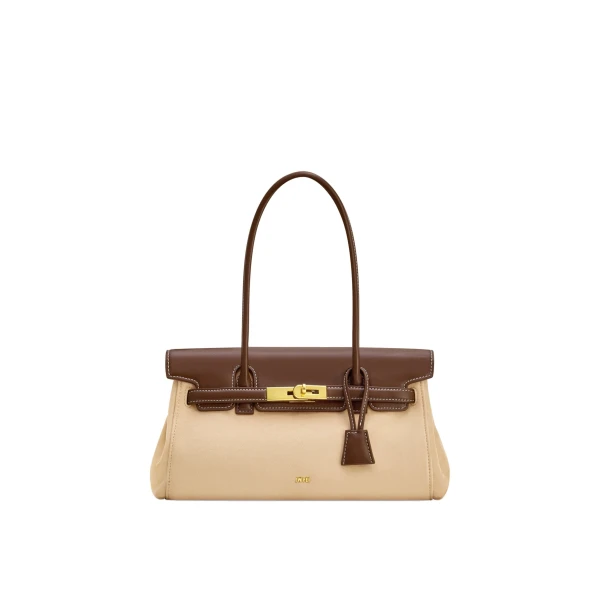 Yara Faux Suede Shoulder Bag in Dark Brown