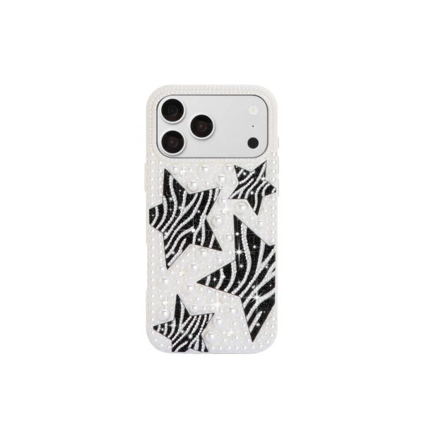 Zebra Star Pearl Phone Case in White
