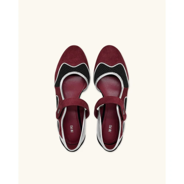 JW PEI Zoe Mary Jane Flats in Burgundy Black | Flats | Luxury Shoes 