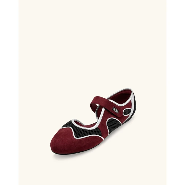 JW PEI Zoe Mary Jane Flats in Burgundy Black | Flats | Luxury Shoes 