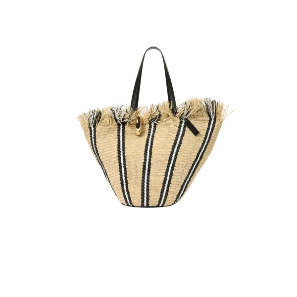 The Bambola Bag in Natural, Black and White Stripes