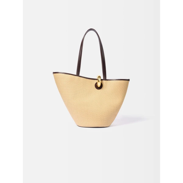 natural and dark brown Jacquemus bucket bag