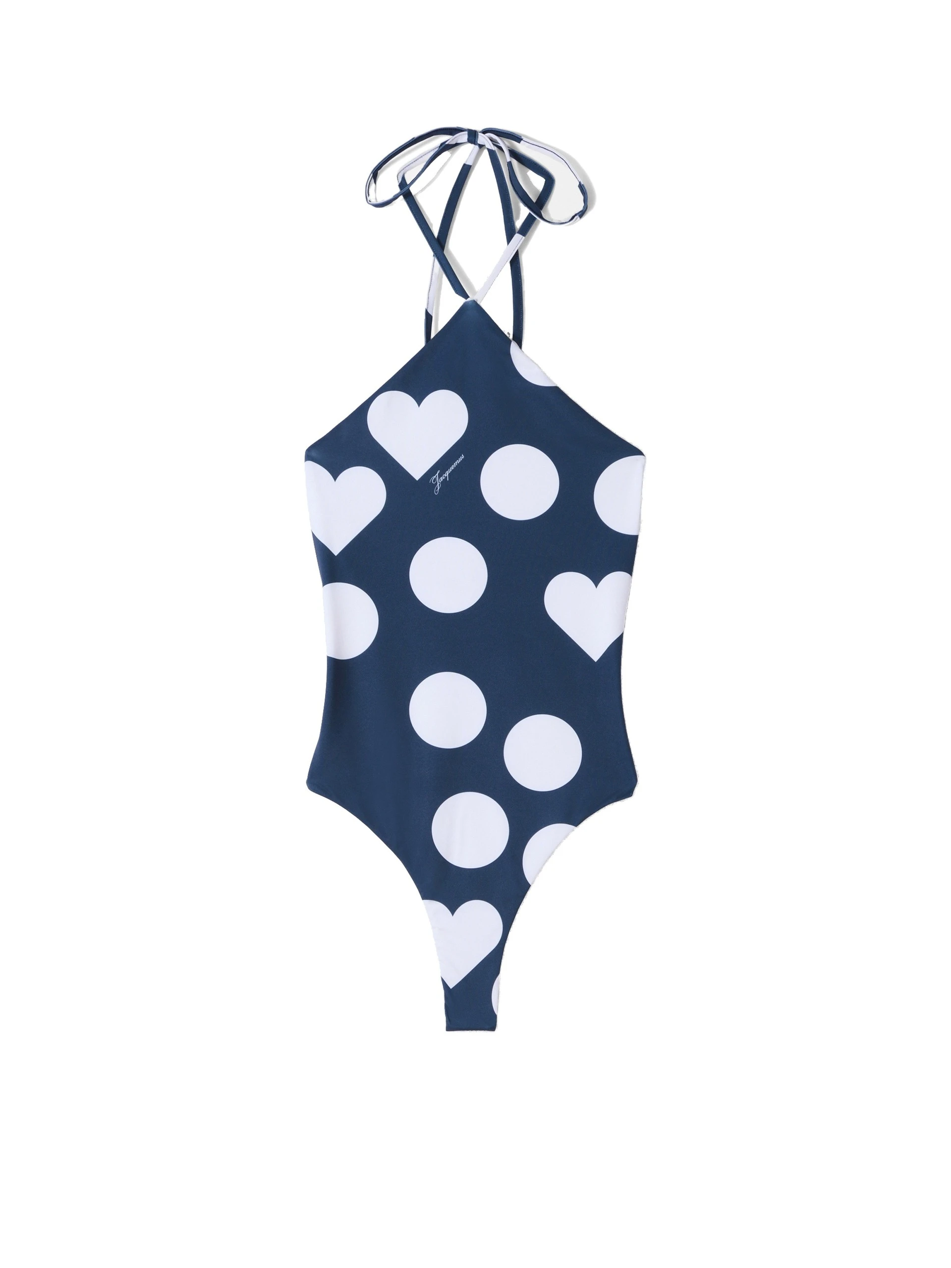 Jacquemus-The-Bastide-Swimsuit-in-Prints-Dots-Navy-Heart-coveti-white Jacquemus Bastide Swimsuit swimwear