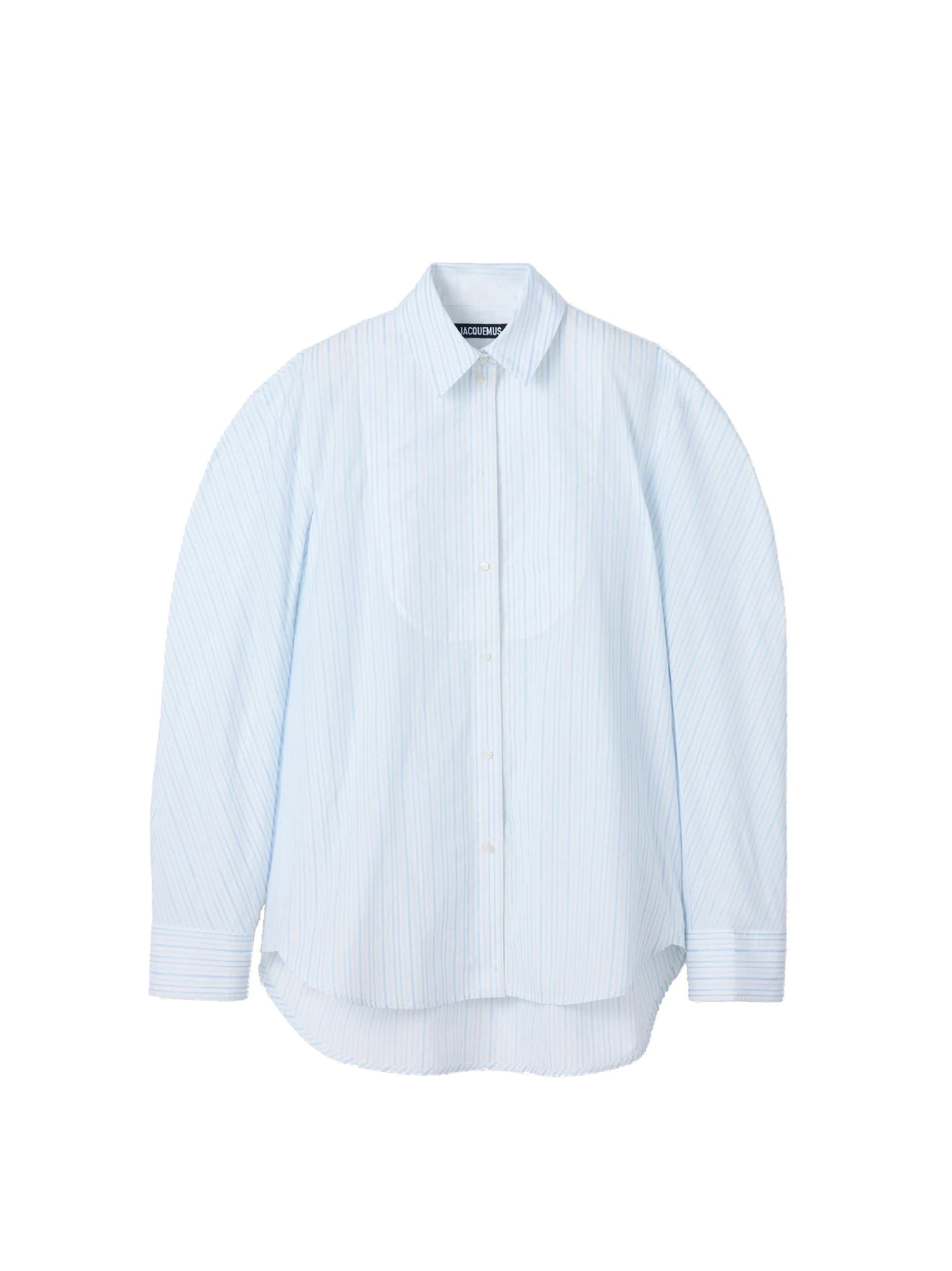 Jacquemus-The-Citta-Shirt-in-Stripe-Logo-Light-Blue-and-White-coveti-white Jacquemus Citta Shirt top