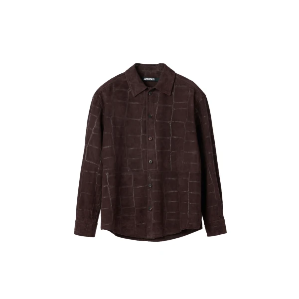 The Croco Leather Shirt in Dark Brown