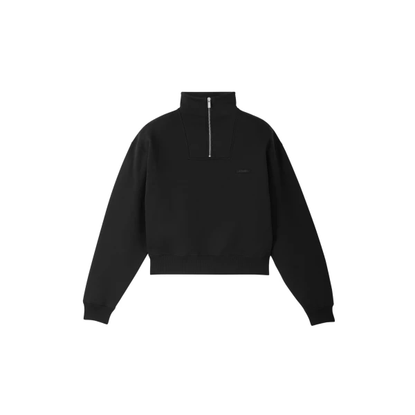 The Gros Grain Zipped-Rollneck Sweatshirt in Black