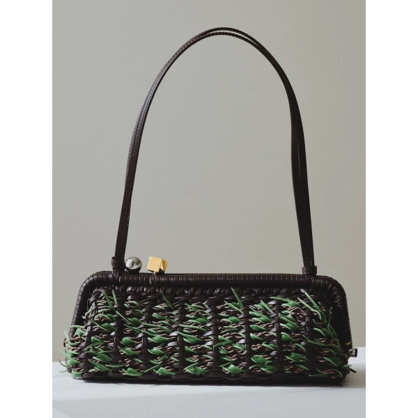 brown and green rosemary Jacquemus clutch