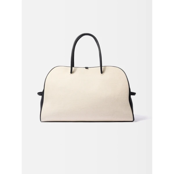 light greige and black Jacquemus tote bag
