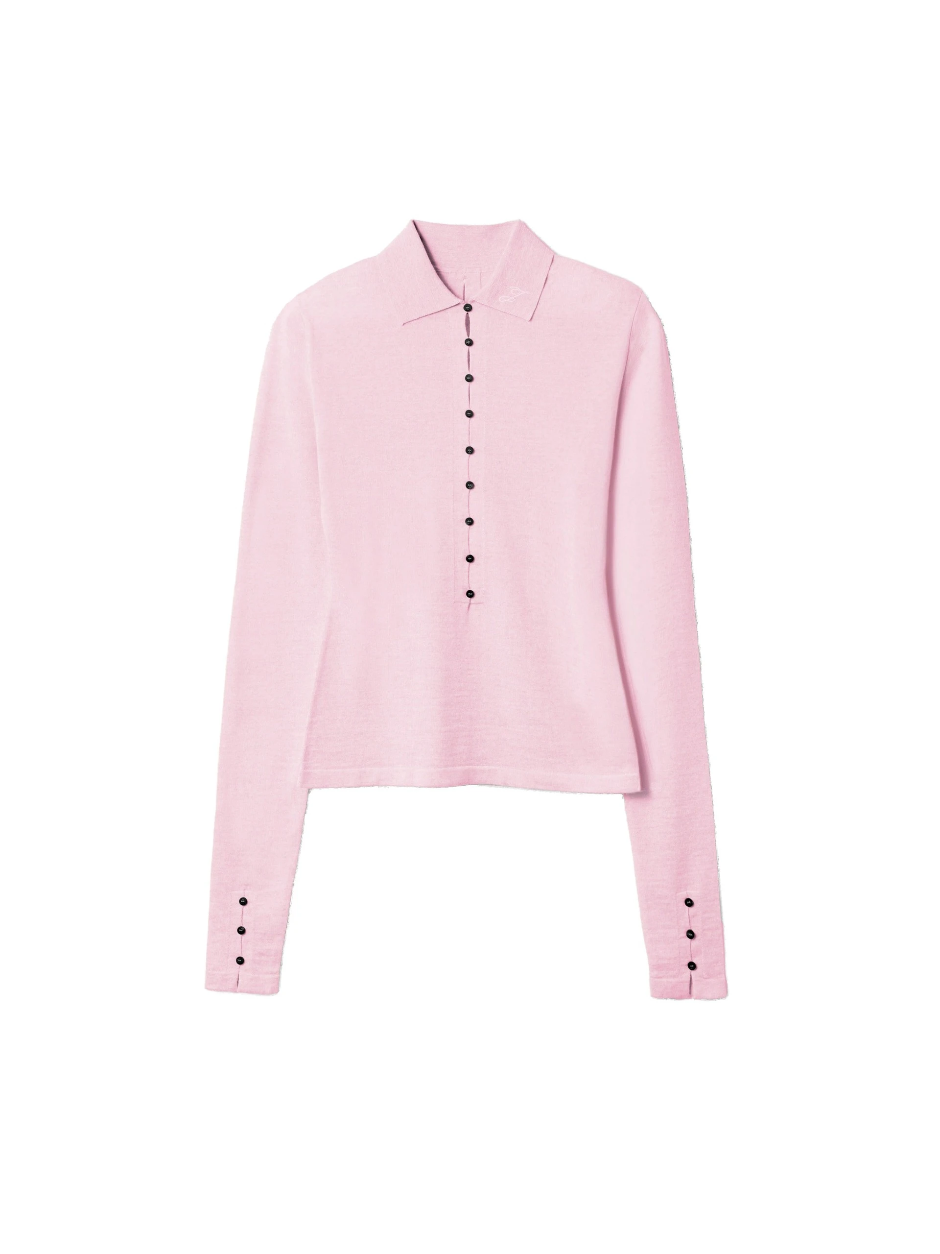Jacquemus-The-Merino-Long-Sleeve-Polo-Shirt-in-Light-Pink-coveti-white Jacquemus Merino Long-Sleeve Polo Shirt top