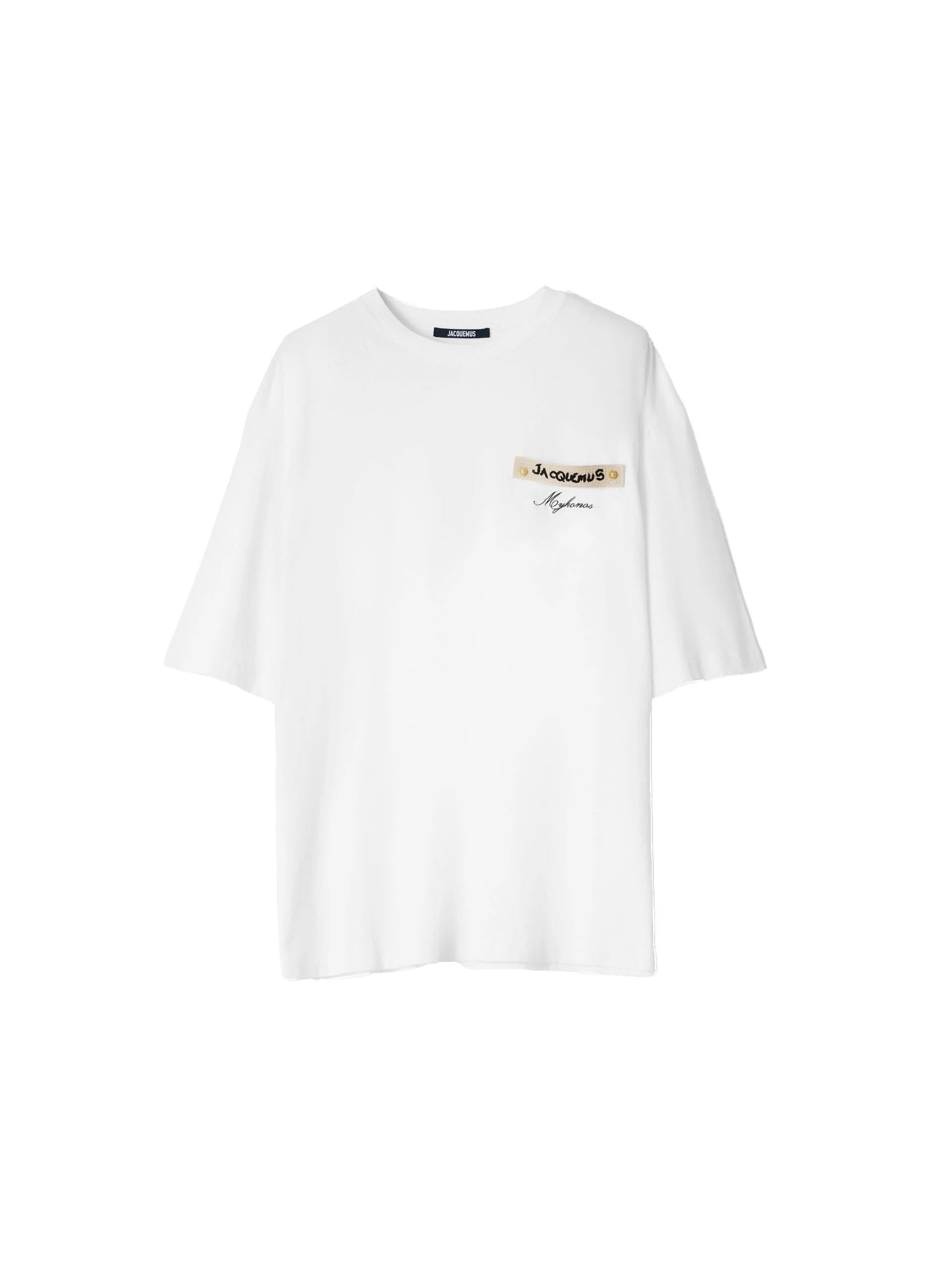 Jacquemus-The-Plage-Mykonos-Resort-T-Shirt-in-Mykonos-Patch-White-coveti-white Jacquemus Plage Mykonos Resort T-Shirt top