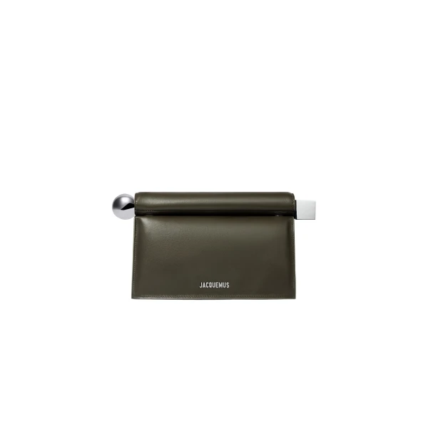 The Rond Carre Clutch in Dark Khaki