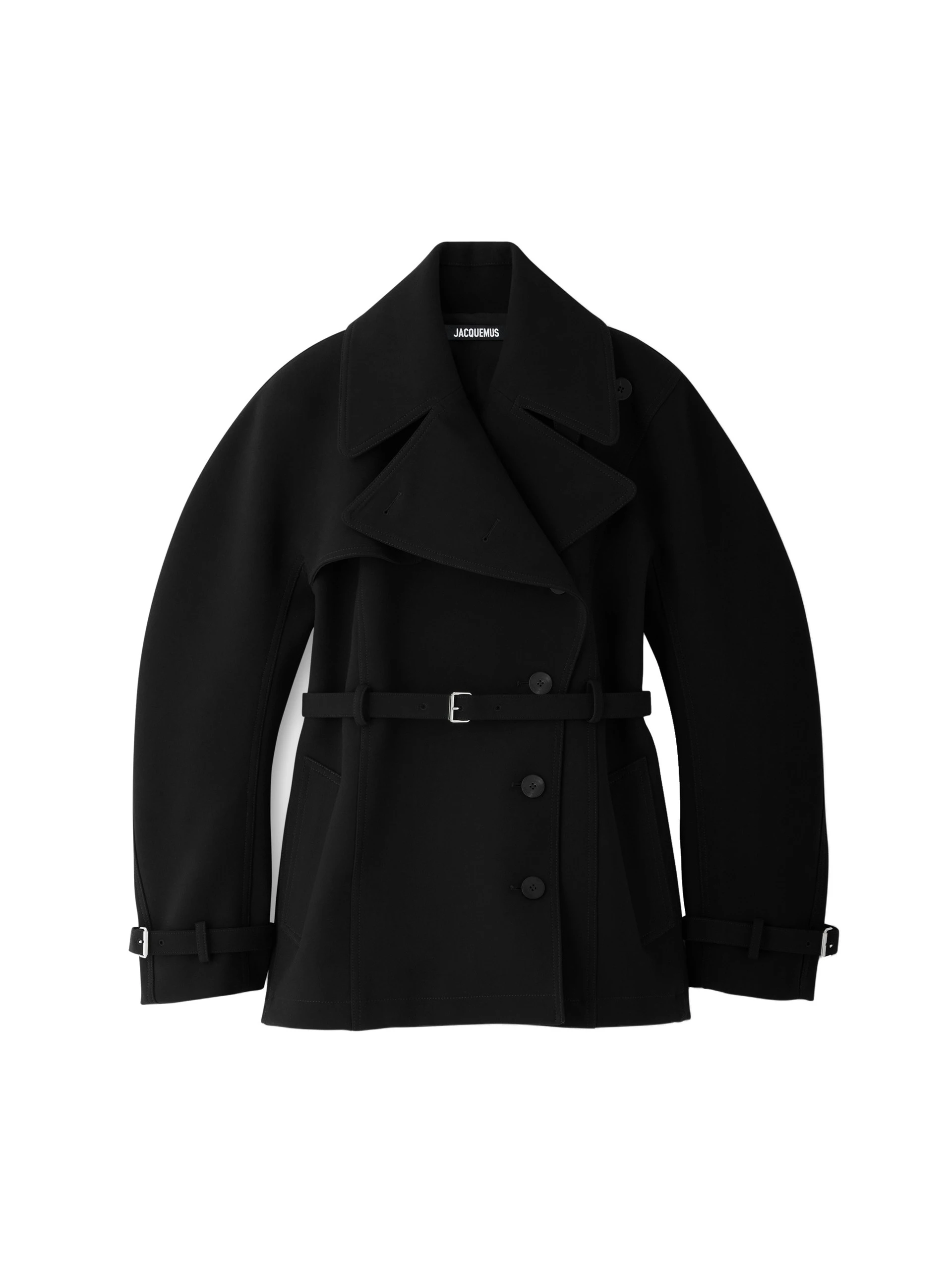 Jacquemus-The-Short-Ovalo-Trench-Coat-in-Black-coveti-white Jacquemus Short Ovalo Trench Coat