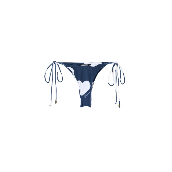 The Triangle Bikini Bottom in Prints Dots Navy Heart