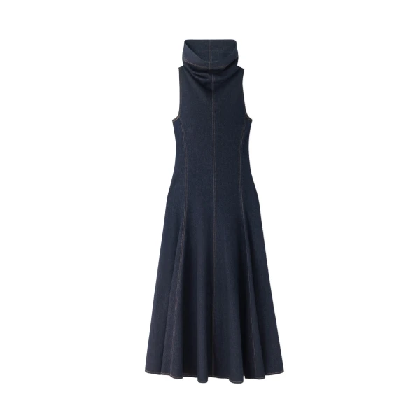 The Triangle De-Nimes Denim Dress in Dark Navy