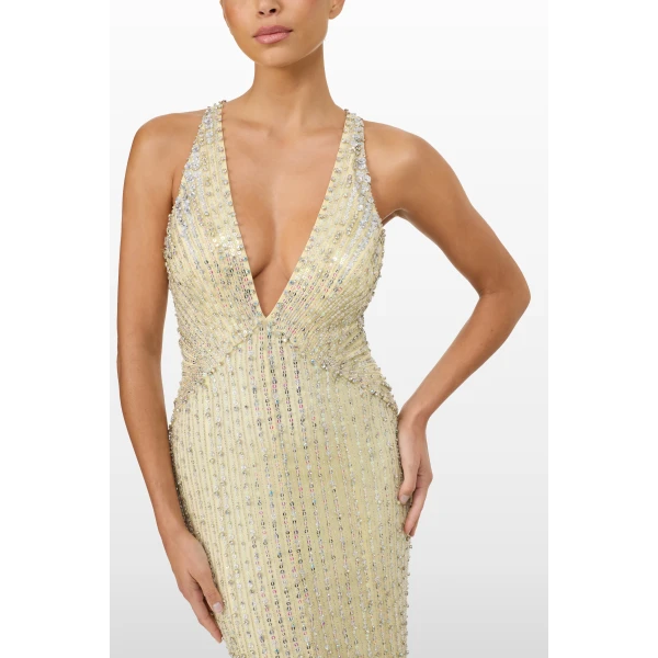 Jenny Packham Atlas Dress in Parchment | Evening Gowns | Luxury Shoes 