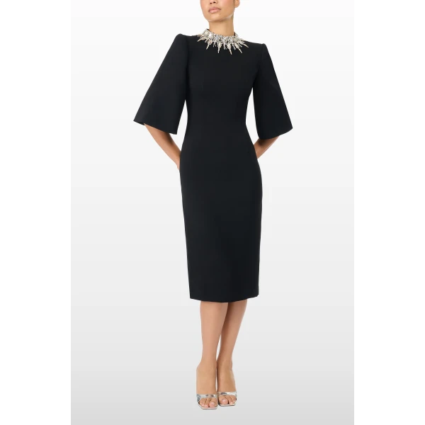 Jenny Packham Bibi Dress in Liquorice | Midi Dresses | Luxury Shoes 