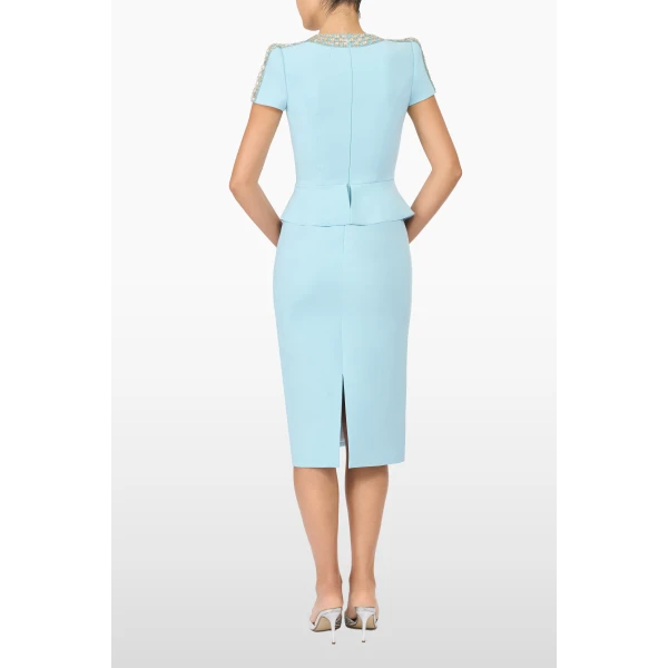 Jenny Packham Dubois Dress in Larimar Blue | Midi Dresses | Luxury Shoes 