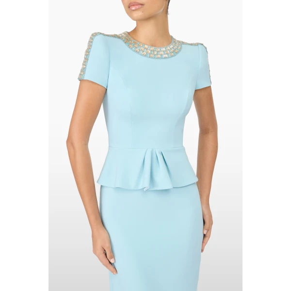 Jenny Packham Dubois Dress in Larimar Blue | Midi Dresses | Luxury Shoes 