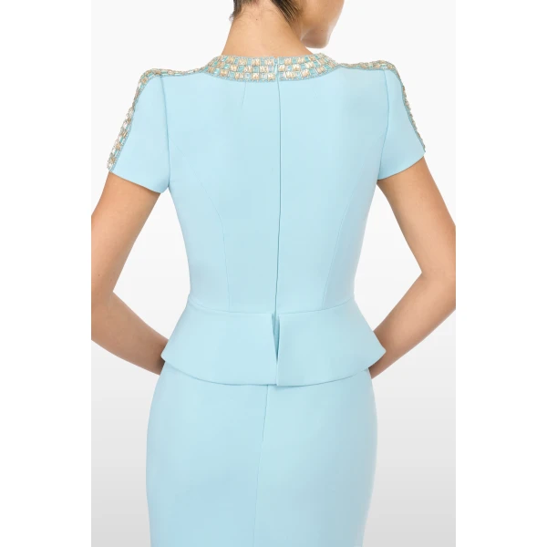 Jenny Packham Dubois Dress in Larimar Blue | Midi Dresses | Luxury Shoes 