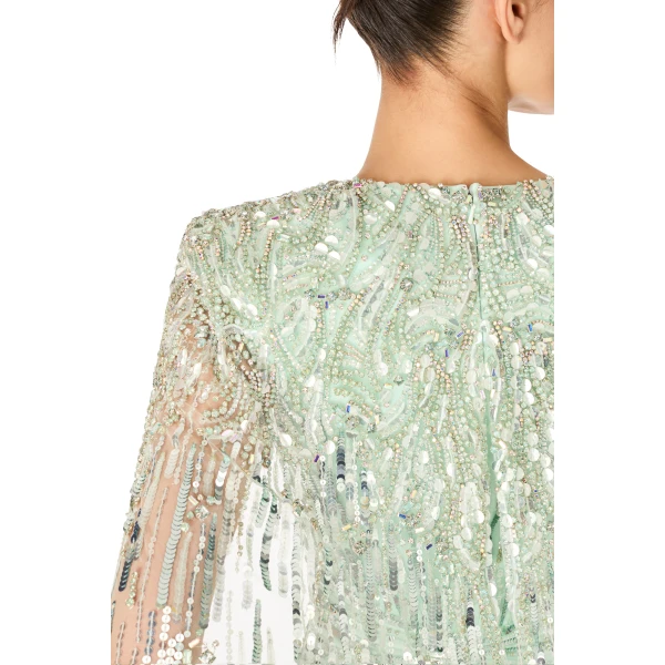 Jenny Packham Gold Rush Dress in Lagoon | Evening Gowns | Luxury Shoes 