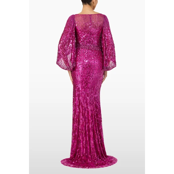 Jenny Packham Ines Dress in Magenta | Evening Gowns | Luxury Shoes 