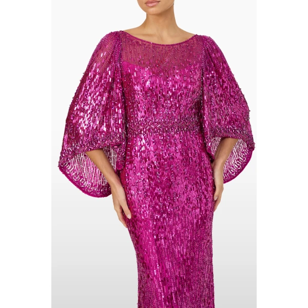 Jenny Packham Ines Dress in Magenta | Evening Gowns | Luxury Shoes 