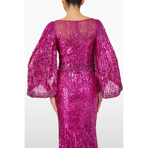 Jenny Packham Ines Dress in Magenta | Evening Gowns | Luxury Shoes 