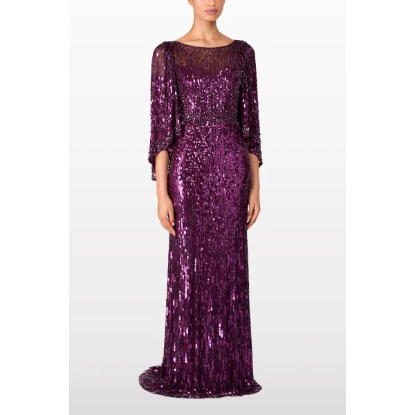 Jenny Packham Ines Dress in Purple Muscadine | Evening Gowns | Luxury Shoes 