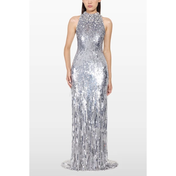 Jenny Packham Kimiko Dress in Ammonite | Evening Gowns | Luxury Shoes 