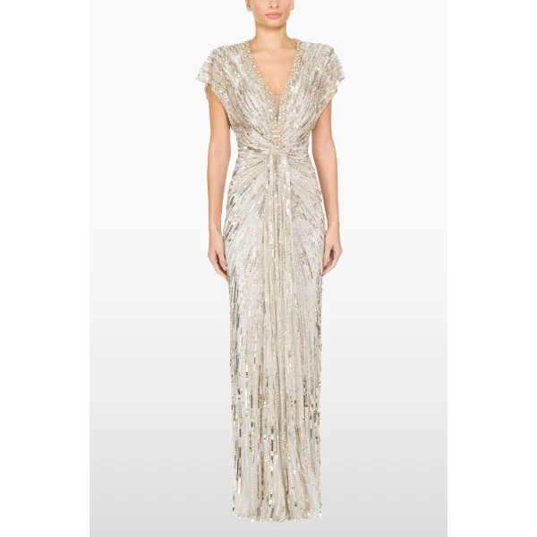 Jenny Packham Lacie Dress in Platinum | Evening Gowns | Luxury Shoes 