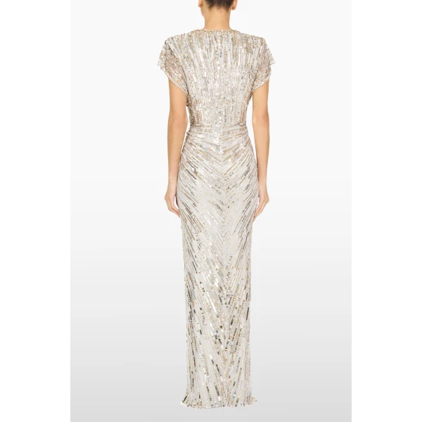Jenny Packham Lacie Dress in Platinum | Evening Gowns | Luxury Shoes 