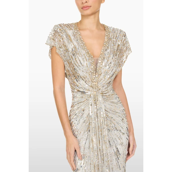 Jenny Packham Lacie Dress in Platinum | Evening Gowns | Luxury Shoes 