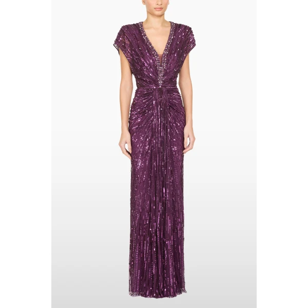 Jenny Packham Lacie Dress in Purple Muscadine | Evening Gowns | Luxury Shoes 