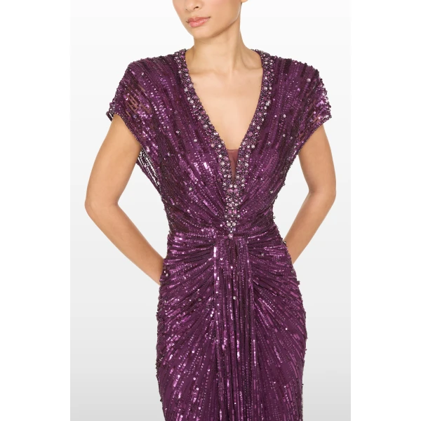 Jenny Packham Lacie Dress in Purple Muscadine | Evening Gowns | Luxury Shoes 