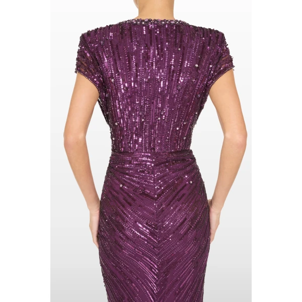 Jenny Packham Lacie Dress in Purple Muscadine | Evening Gowns | Luxury Shoes 